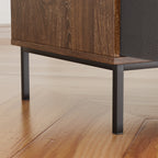 Record Player Stand with Adjustable Shelves, Holds 350+ Vinyls, Media Console with Speaker Shelf & 2 Drawers, 27.6' Turntable TV Stand for Living Room, Bedroom, Some Assembly Required Media Console