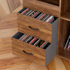 Record Player Stand with Adjustable Shelves, Holds 350+ Vinyls, Media Console with Speaker Shelf & 2 Drawers, 27.6' Turntable TV Stand for Living Room, Bedroom, Some Assembly Required Media Console