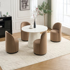 Set Of 1 Upholstered Kitchen & Dining Room Barrel Chair, Mid Century Modern Round Velvet Dining Chair, 360 Degree Swivel Comfy Armless Accent Makeup Vanity Side Chair for Bedroom Living Room