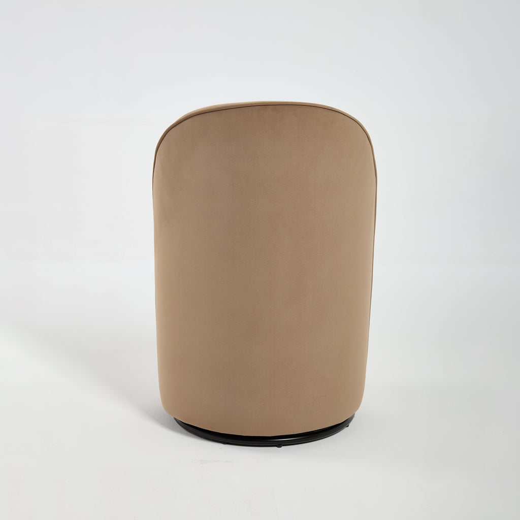 Set Of 1 Upholstered Kitchen & Dining Room Barrel Chair, Mid Century Modern Round Velvet Dining Chair, 360 Degree Swivel Comfy Armless Accent Makeup Vanity Side Chair for Bedroom Living Room