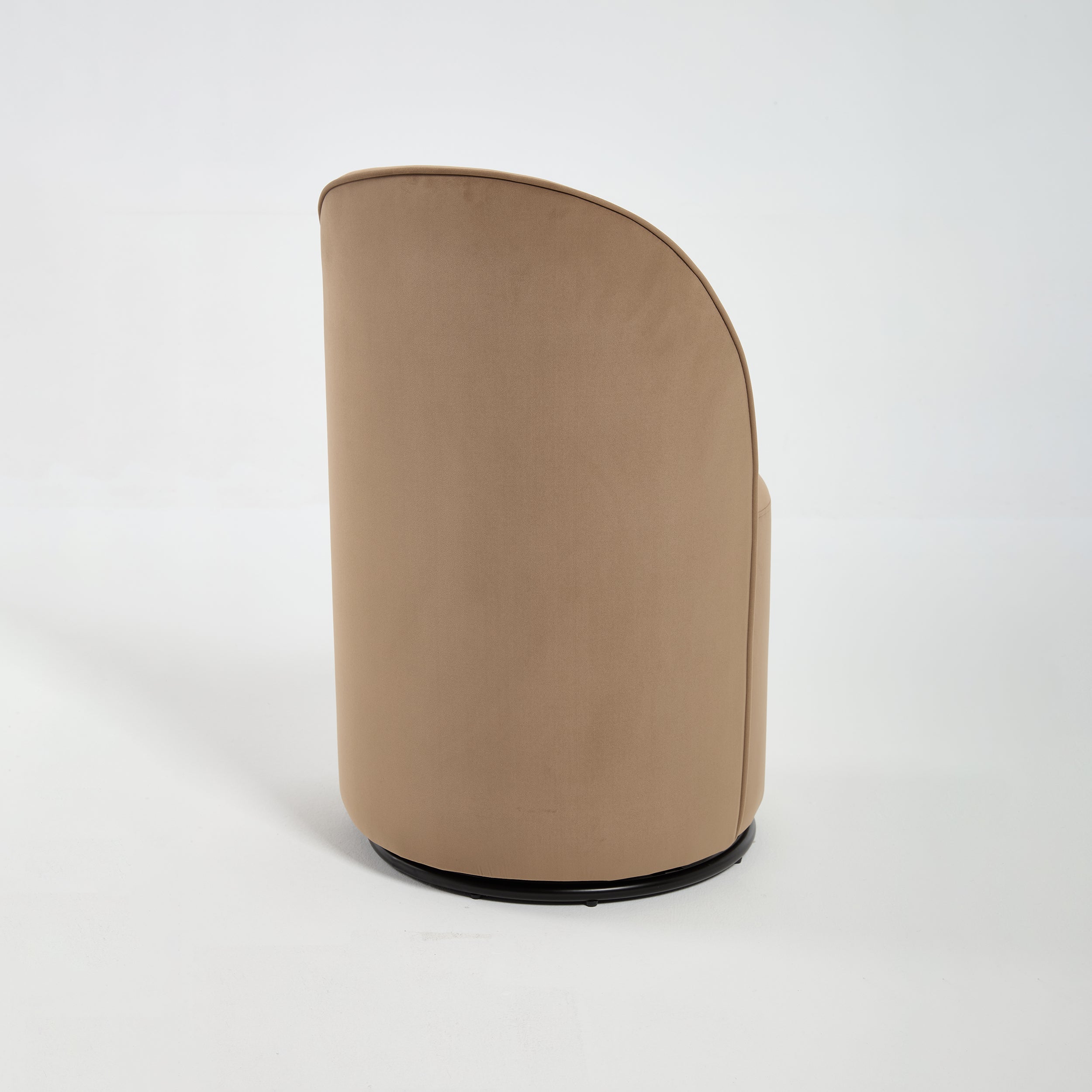 Set Of 1 Upholstered Kitchen & Dining Room Barrel Chair, Mid Century Modern Round Velvet Dining Chair, 360 Degree Swivel Comfy Armless Accent Makeup Vanity Side Chair for Bedroom Living Room