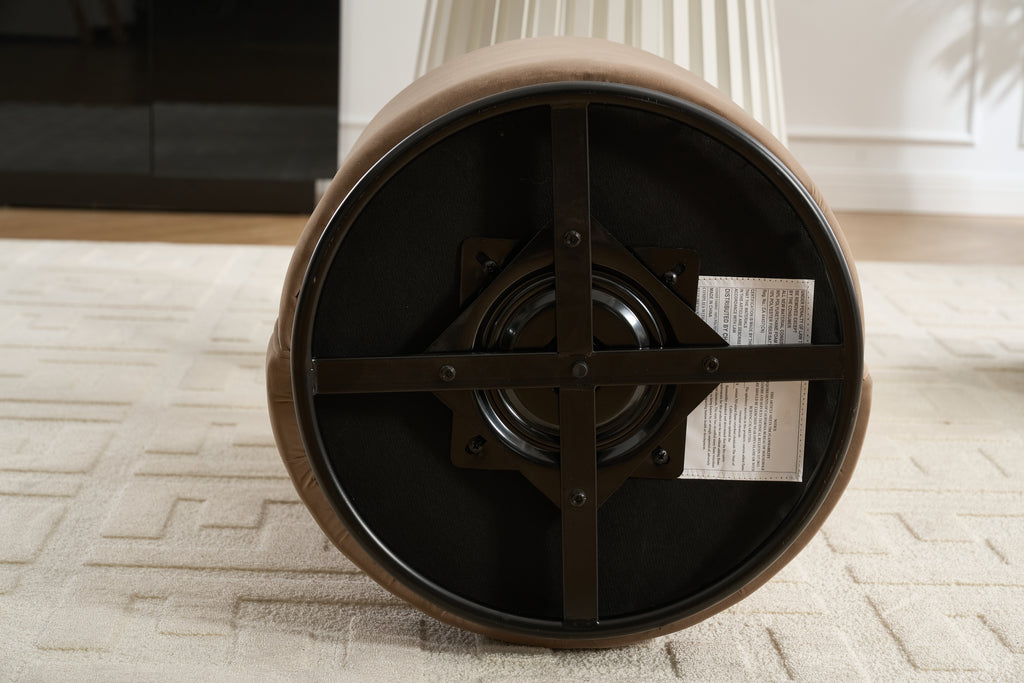 Set Of 1 Upholstered Kitchen & Dining Room Barrel Chair, Mid Century Modern Round Velvet Dining Chair, 360 Degree Swivel Comfy Armless Accent Makeup Vanity Side Chair for Bedroom Living Room