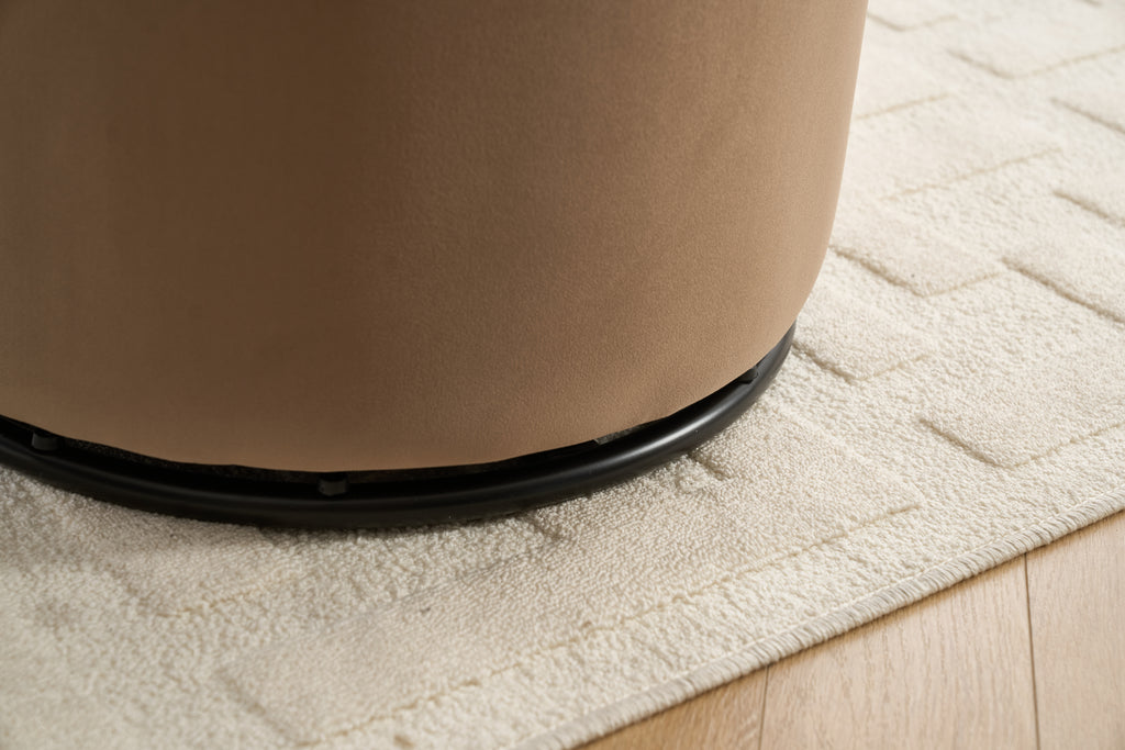 Set Of 1 Upholstered Kitchen & Dining Room Barrel Chair, Mid Century Modern Round Velvet Dining Chair, 360 Degree Swivel Comfy Armless Accent Makeup Vanity Side Chair for Bedroom Living Room