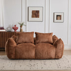 Giant Bean Bag Couch for Adults, Ultra Soft Fluffy Loveseat Bean Bag Sofa, Oversized Chase Lounge Chair Indoor for Living Room Bedroom, No Assembly Required Cozy Reading Chair with Pillows, Brown