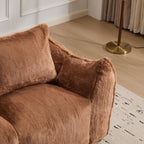 Giant Bean Bag Couch for Adults, Ultra Soft Fluffy Loveseat Bean Bag Sofa, Oversized Chase Lounge Chair Indoor for Living Room Bedroom, No Assembly Required Cozy Reading Chair with Pillows, Brown