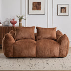 Giant Bean Bag Couch for Adults, Ultra Soft Fluffy Loveseat Bean Bag Sofa, Oversized Chase Lounge Chair Indoor for Living Room Bedroom, No Assembly Required Cozy Reading Chair with Pillows, Brown
