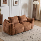 Giant Bean Bag Couch for Adults, Ultra Soft Fluffy Loveseat Bean Bag Sofa, Oversized Chase Lounge Chair Indoor for Living Room Bedroom, No Assembly Required Cozy Reading Chair with Pillows, Brown
