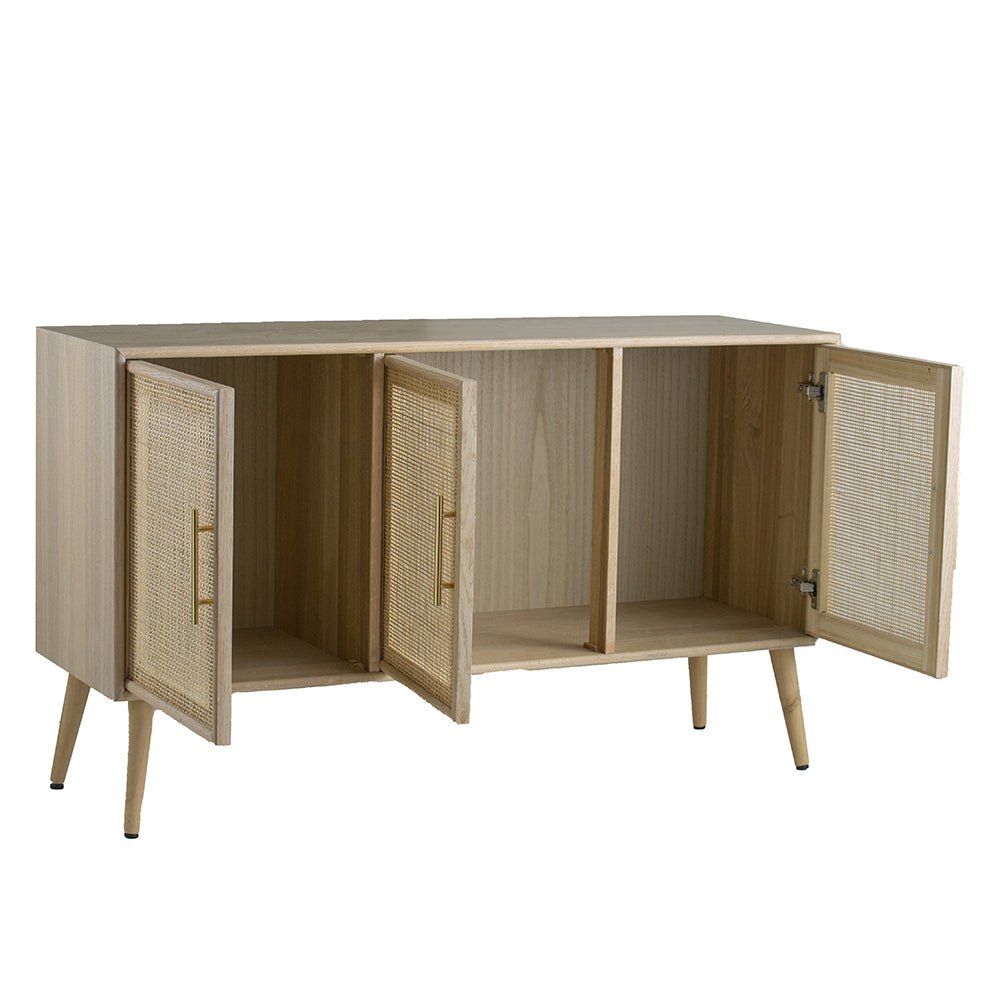 47.2x15.2x30.7" Brown Wooden Accent TV Cabinet with Three Doors - Groovy Boardz