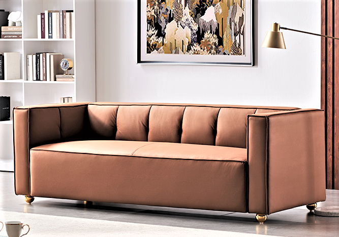 Polyester Sofa with Tufted Low Back Design, Elegant 3 Seater Couch for Coastal and Modern Farmhouse Living Rooms, 87 Inch Wide, Easy Assembly Sofa