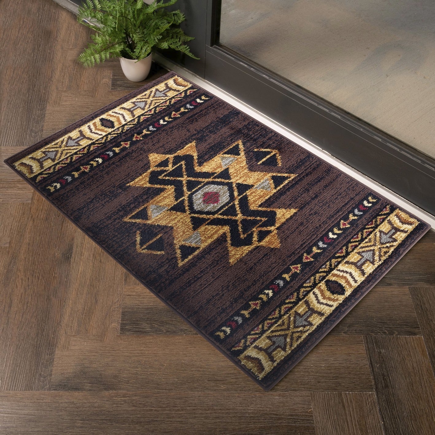Tribes GC_YLS4005 Brown 7 ft. 10 in. x 10 ft. 3 in. Southwest Area Rug - Groovy Boardz