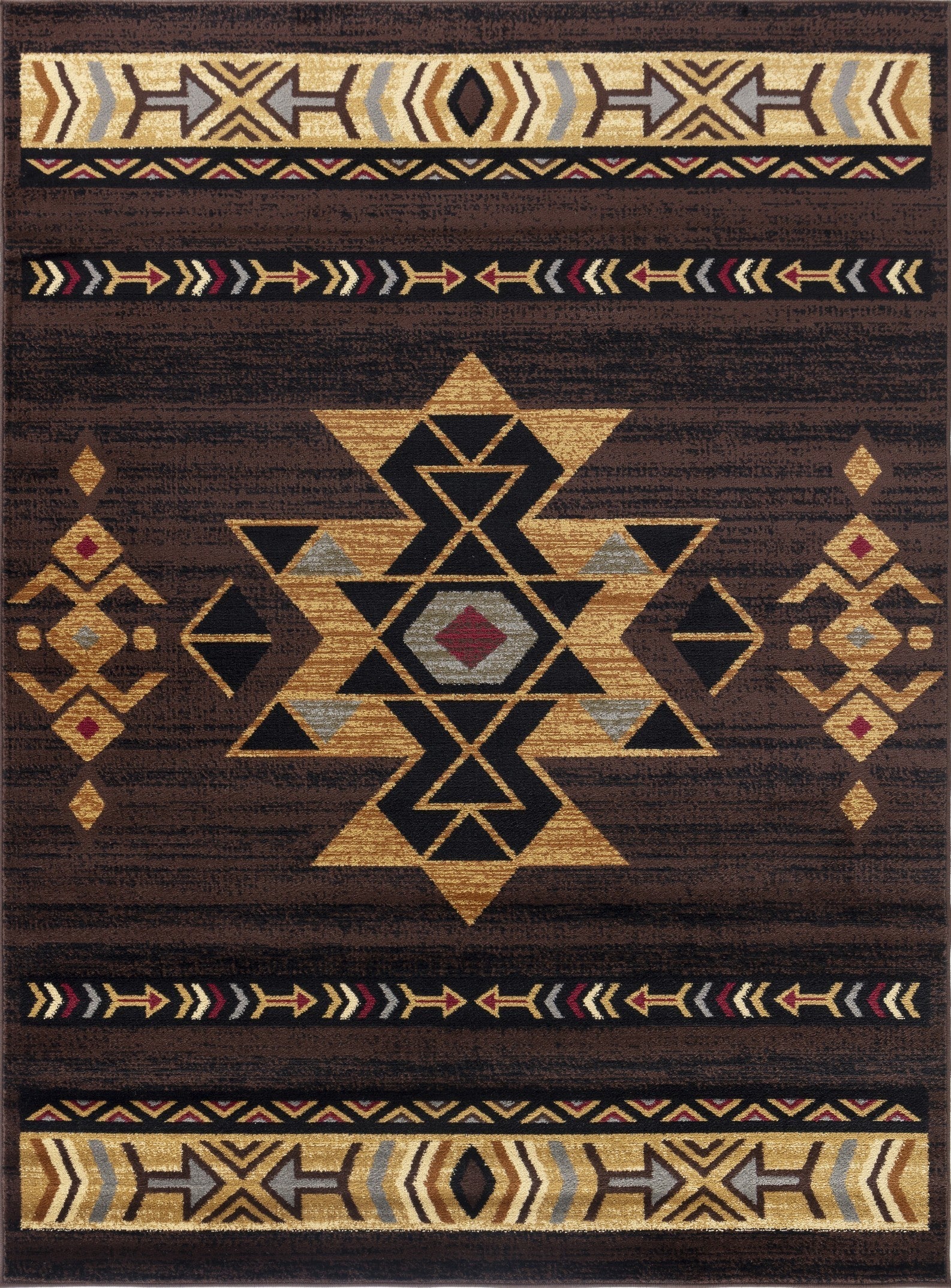 Tribes GC_YLS4005 Brown 7 ft. 10 in. x 10 ft. 3 in. Southwest Area Rug - Groovy Boardz