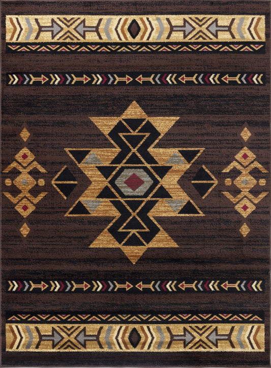 Tribes GC_YLS4005 Brown 7 ft. 10 in. x 10 ft. 3 in. Southwest Area Rug - Groovy Boardz