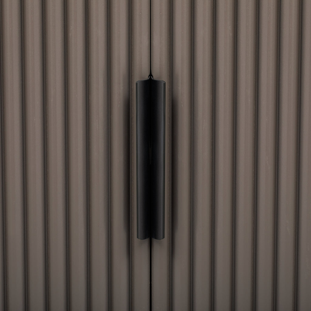 U_STYLE Vertical Striped Door Storage Cabinet with Metal Handles, Adjustable, Suitable for Study, Entryway and Living Room