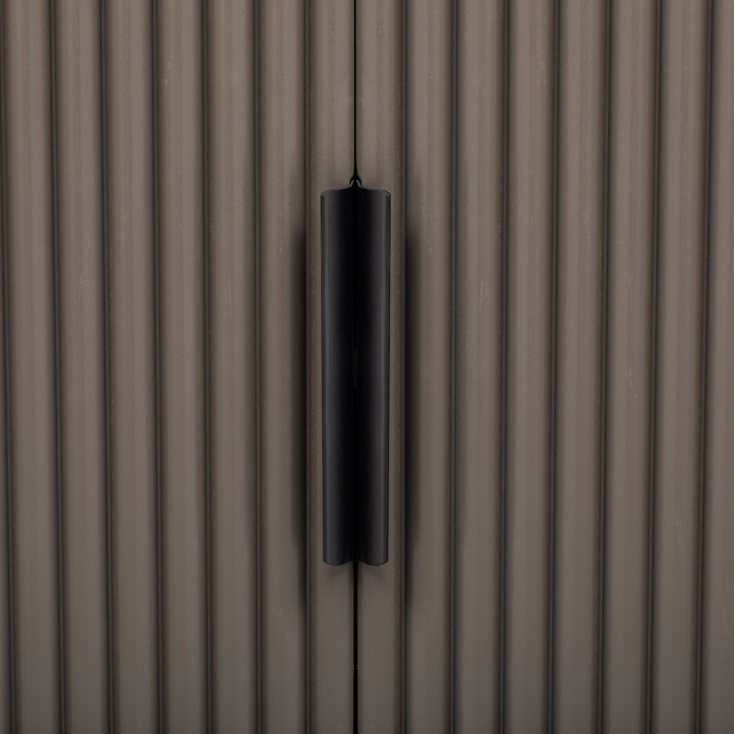 U_STYLE Vertical Striped Door Storage Cabinet with Metal Handles, Adjustable, Suitable for Study, Entryway and Living Room