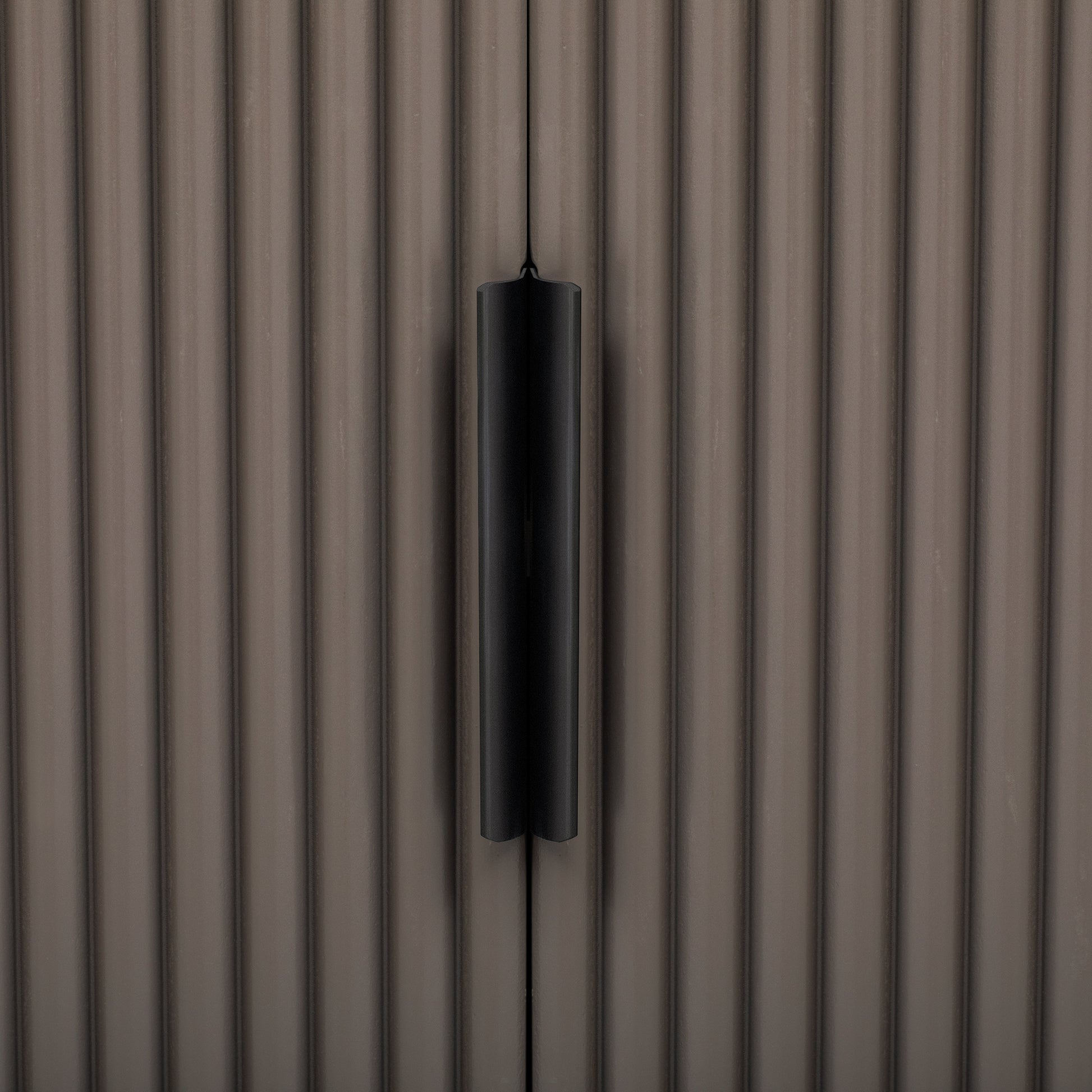 U_STYLE Vertical Striped Door Storage Cabinet with Metal Handles, Adjustable, Suitable for Study, Entryway and Living Room