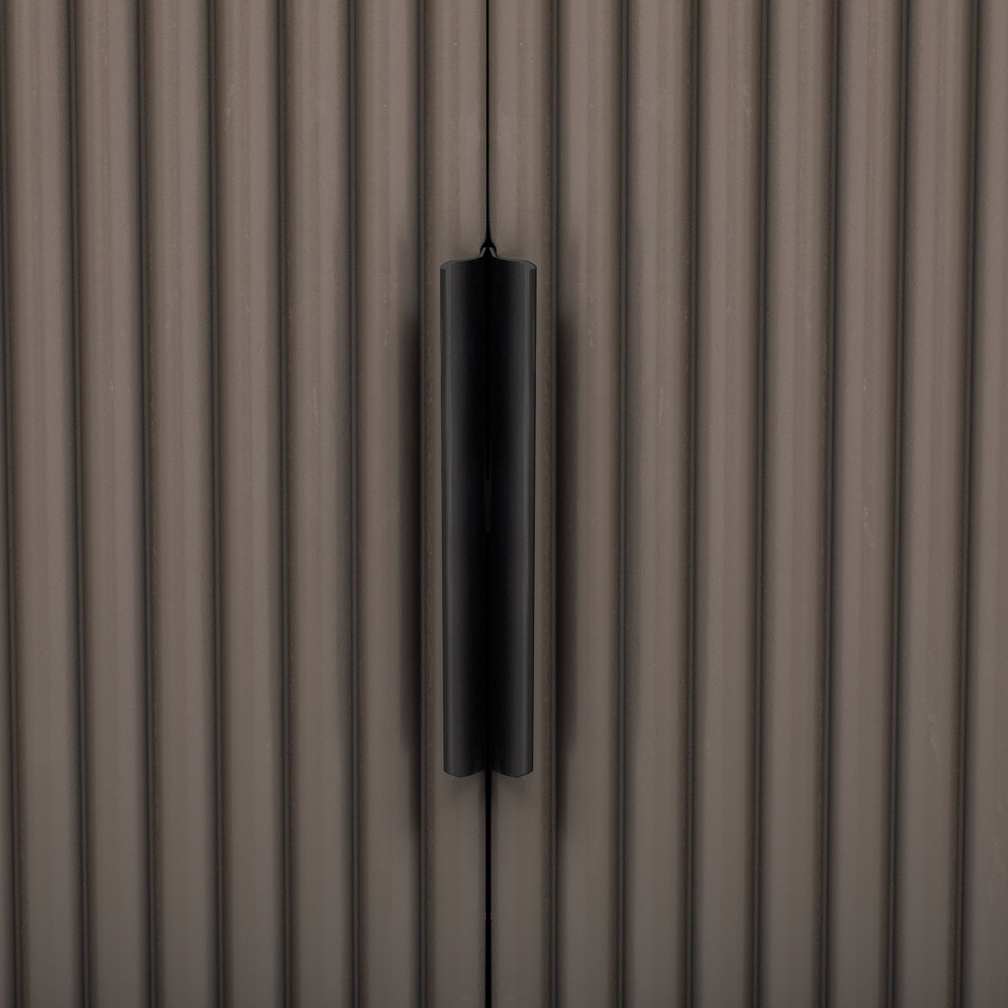 U_STYLE Vertical Striped Door Storage Cabinet with Metal Handles, Adjustable, Suitable for Study, Entryway and Living Room