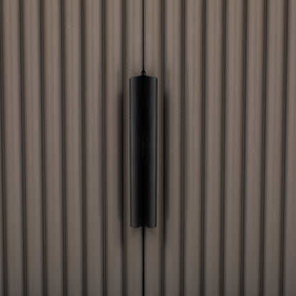 U_STYLE Vertical Striped Door Storage Cabinet with Metal Handles, Adjustable, Suitable for Study, Entryway and Living Room