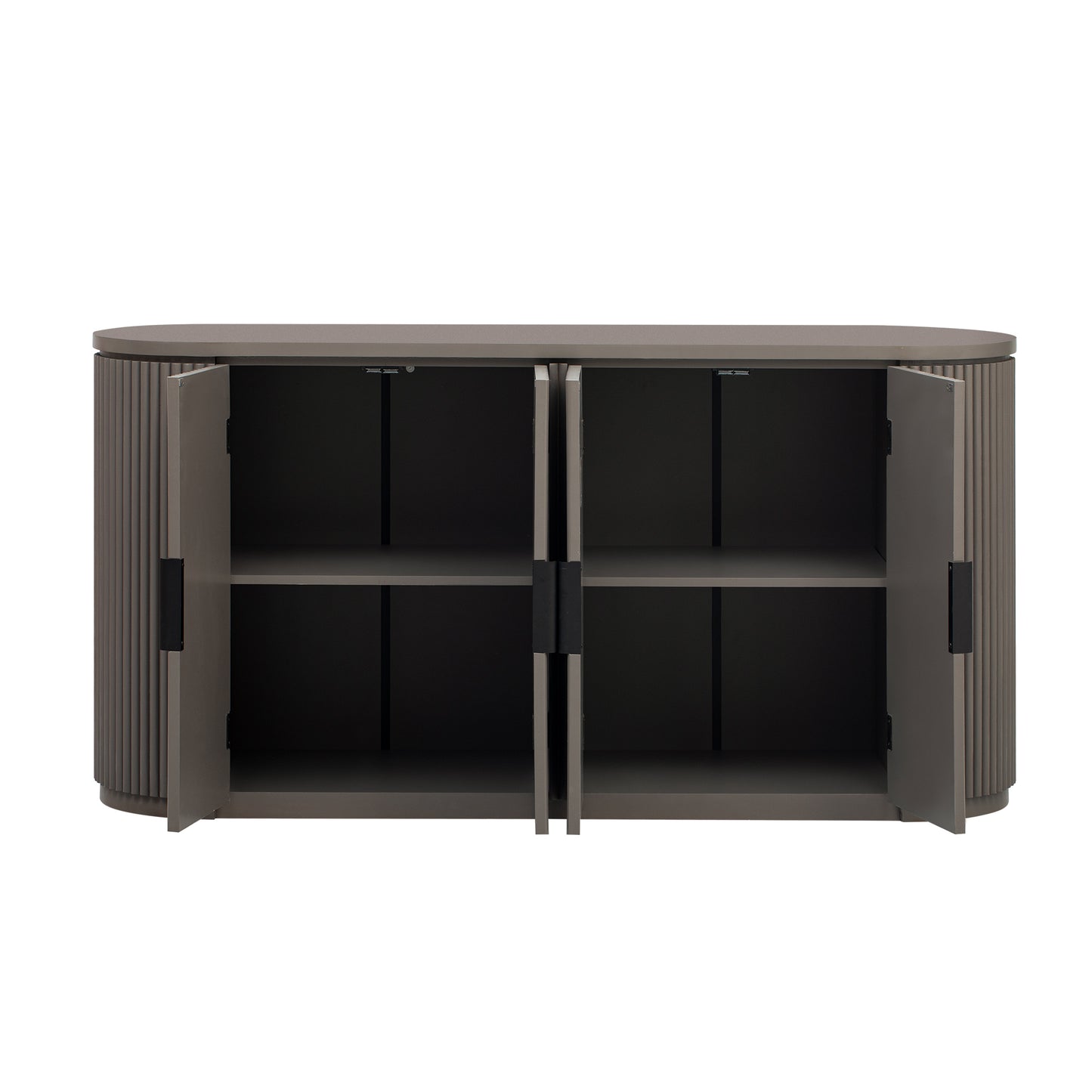 U_STYLE Vertical Striped Door Storage Cabinet with Metal Handles, Adjustable, Suitable for Study, Entryway and Living Room