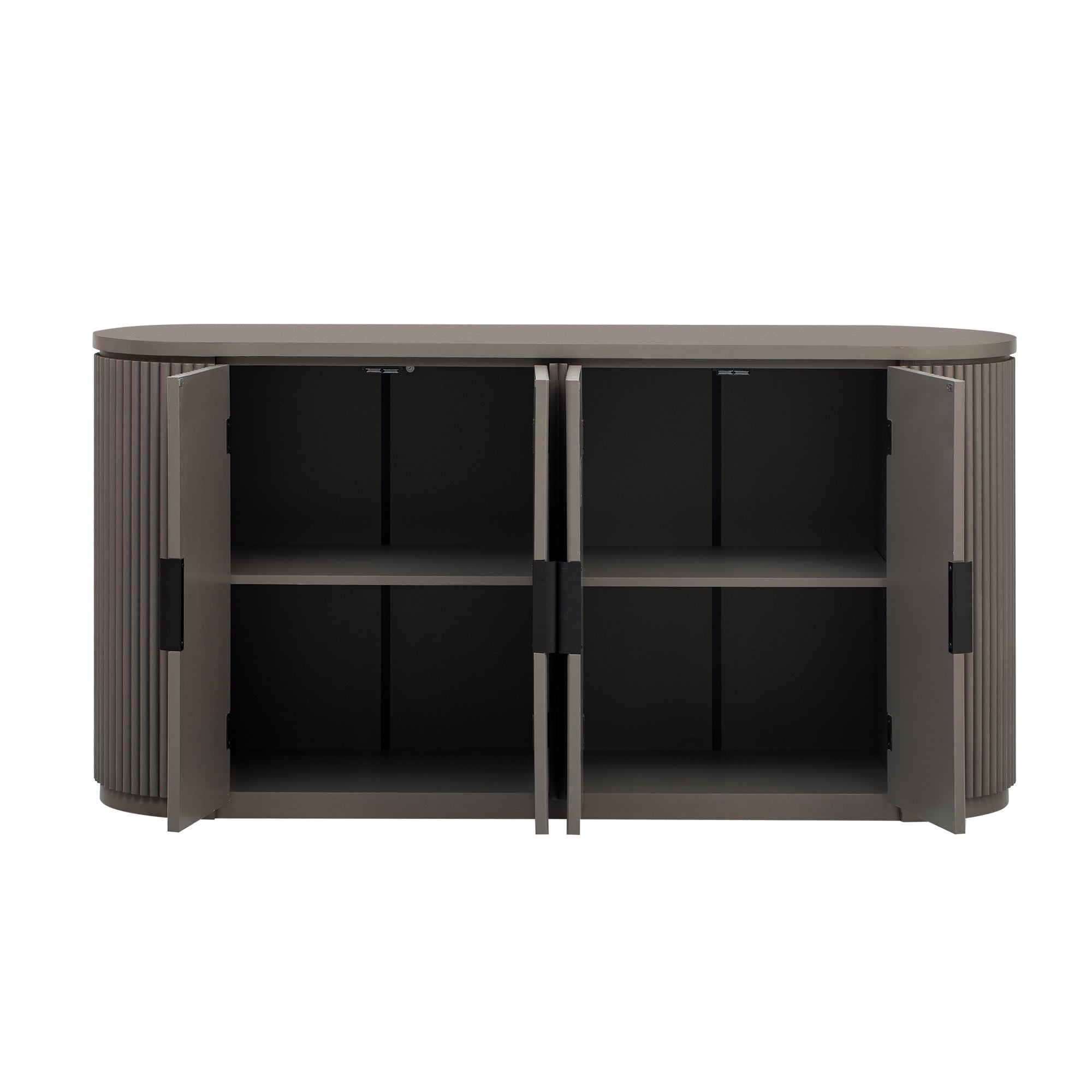 U_STYLE Vertical Striped Door Storage Cabinet with Metal Handles, Adjustable, Suitable for Study, Entryway and Living Room