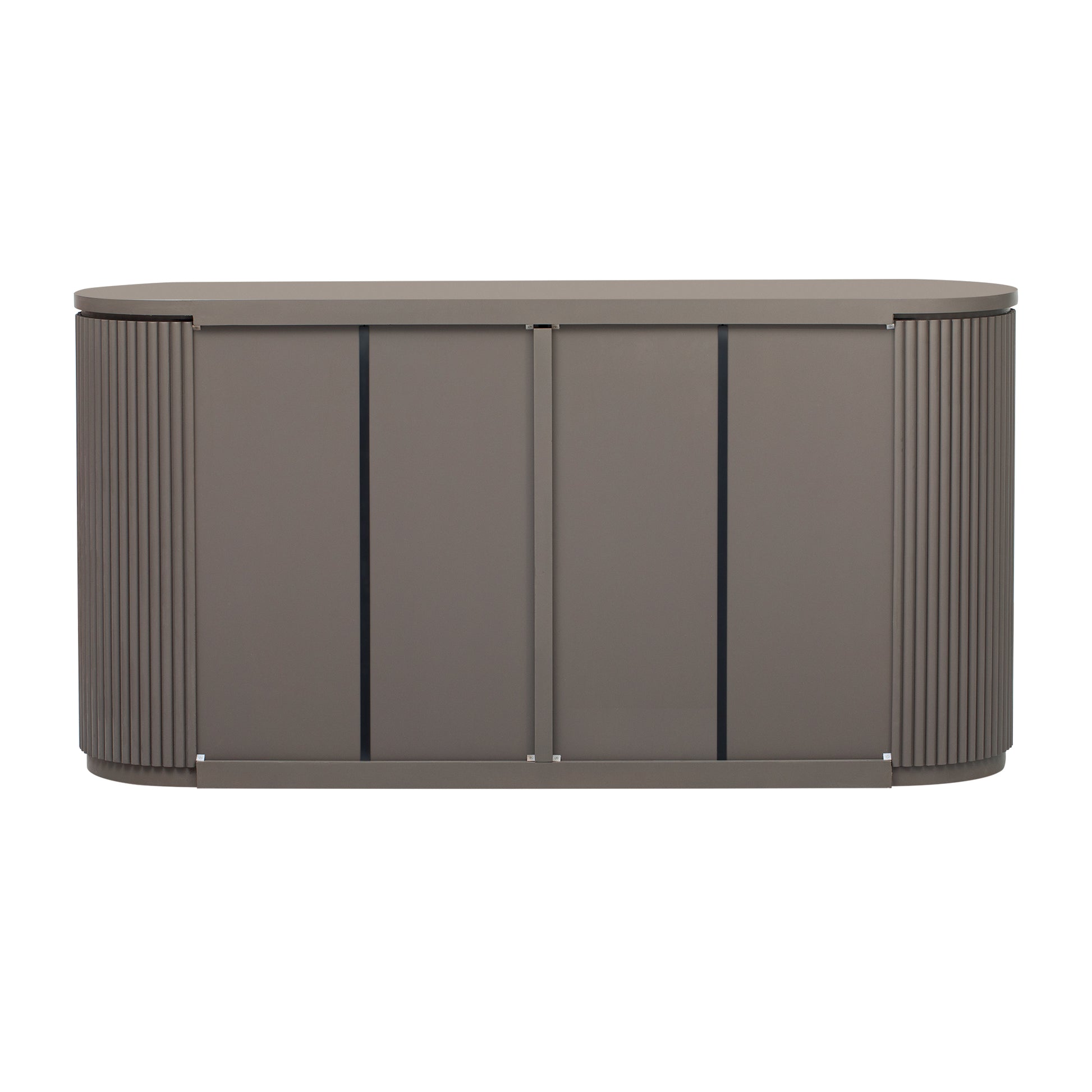 U_STYLE Vertical Striped Door Storage Cabinet with Metal Handles, Adjustable, Suitable for Study, Entryway and Living Room