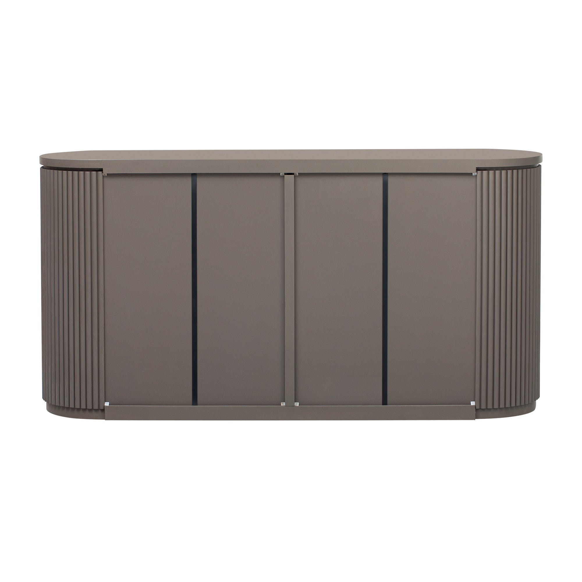 U_STYLE Vertical Striped Door Storage Cabinet with Metal Handles, Adjustable, Suitable for Study, Entryway and Living Room