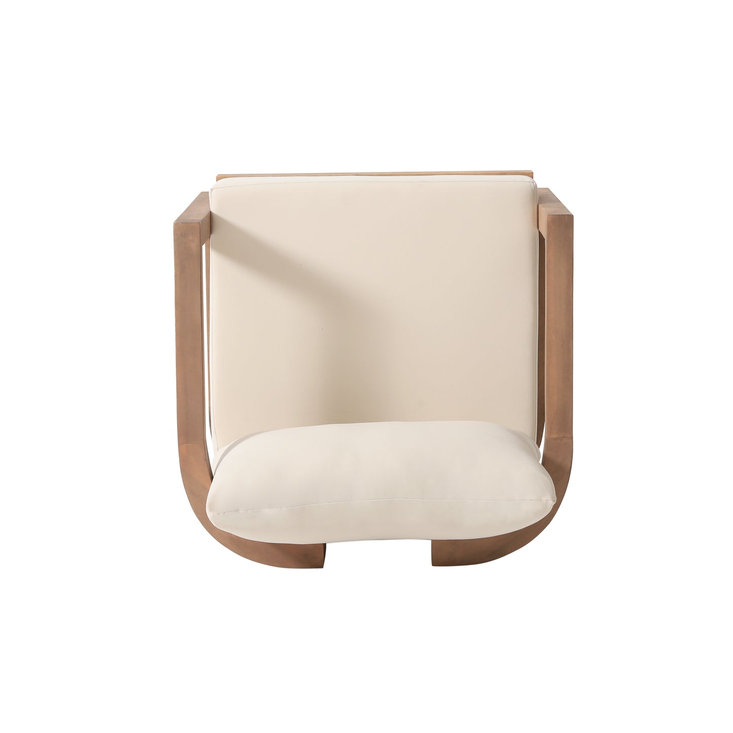 Outdoor Acacia Wood Patio Club Chair, Patio Furniture,Waterproof Thick Cushion Deep Seating for Porch, Garden, Backyard, Balcony, Weight Capacity 400lbs, Brown wash, Beige cushion