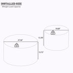 Nested Round Coffee Table Set with Burl Wood Veneer - 2-Piece MDF Storage Tables with Adjustable Feet Coffee Table