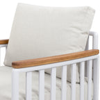 Calarono 29' Teak & Aluminum Patio Accent Arm Chair Set of 2 Sand Dune Chenille