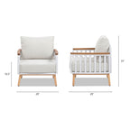 Calarono 29' Teak & Aluminum Patio Accent Arm Chair Set of 2 Sand Dune Chenille