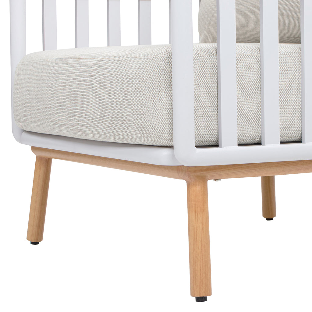 Calarono 29' Teak & Aluminum Patio Accent Arm Chair Set of 2 Sand Dune Chenille