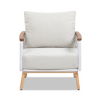 Calarono 29' Teak & Aluminum Patio Accent Arm Chair Set of 2 Sand Dune Chenille