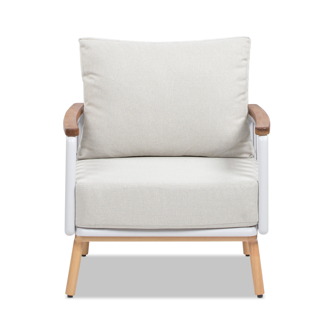 Calarono 29' Teak & Aluminum Patio Accent Arm Chair Set of 2 Sand Dune Chenille