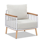 Calarono 29' Teak & Aluminum Patio Accent Arm Chair Set of 2 Sand Dune Chenille