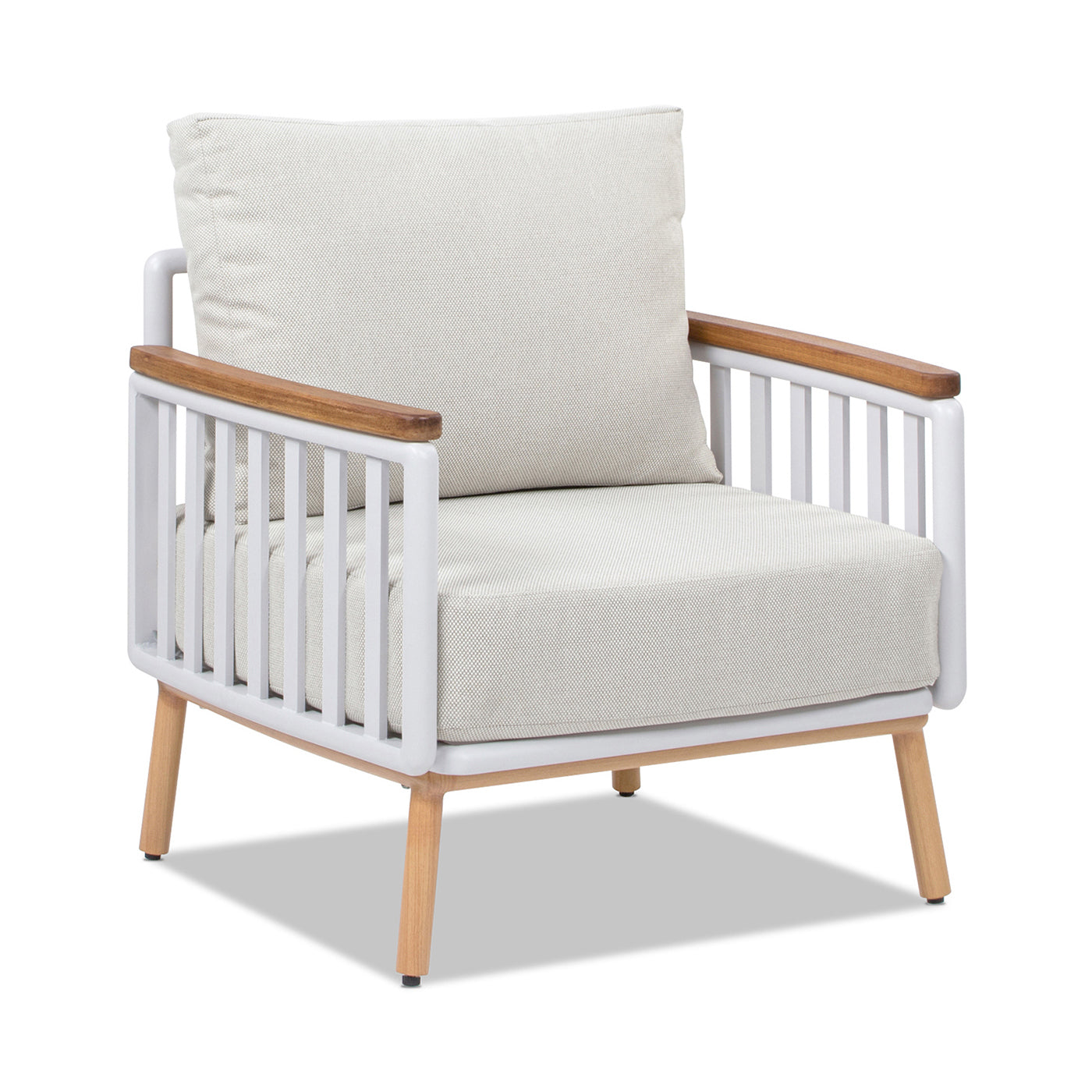 Calarono 29' Teak & Aluminum Patio Accent Arm Chair Set of 2 Sand Dune Chenille