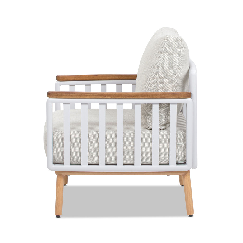 Calarono 29' Teak & Aluminum Patio Accent Arm Chair Set of 2 Sand Dune Chenille