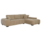Plather Camel Upholstered L-Shaped Sectional Sofa.