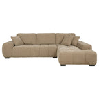 Plather Camel Upholstered L-Shaped Sectional Sofa.