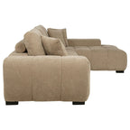 Plather Camel Upholstered L-Shaped Sectional Sofa.