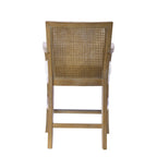 Cane Back Counter Stool with Upholstered Seat in Reclaimed Natural Finish Bar Stools