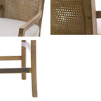 Cane Back Counter Stool with Upholstered Seat in Reclaimed Natural Finish Bar Stools