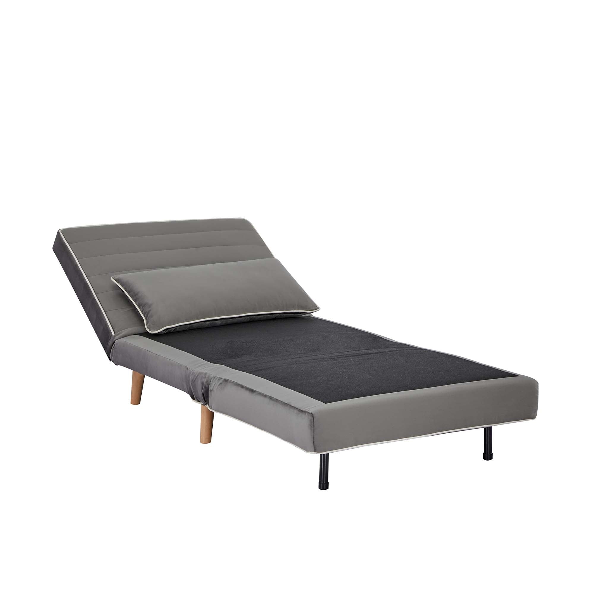 CANON Modern Velvet Foldable Sofa Bed Set of 2- 3-Position Adjustable Backrest, Converts to Twin Beds in 10 Seconds,Includes Pillows, Grey Space-Saving Living Room Furniture