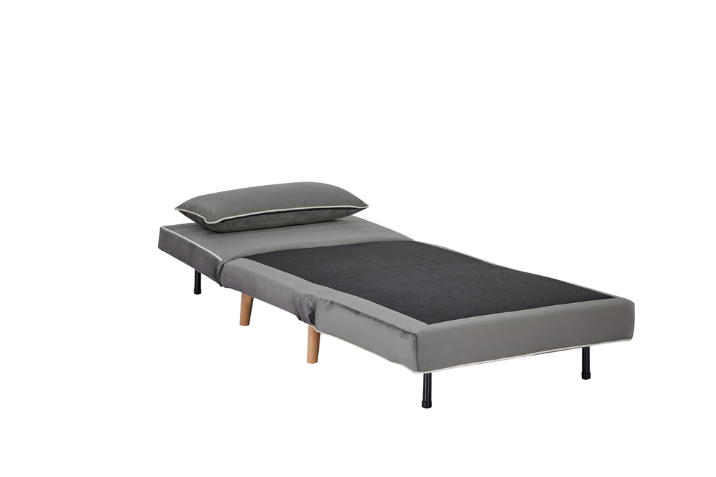 CANON Modern Velvet Foldable Sofa Bed Set of 2- 3-Position Adjustable Backrest, Converts to Twin Beds in 10 Seconds,Includes Pillows, Grey Space-Saving Living Room Furniture