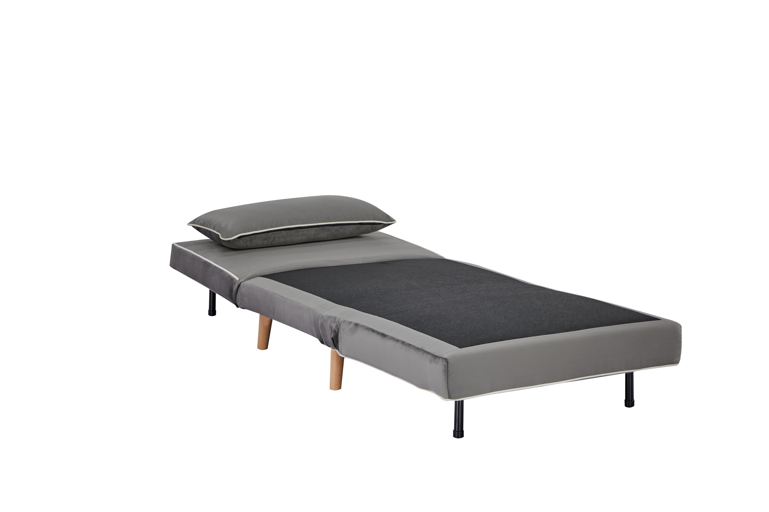 CANON Modern Velvet Foldable Sofa Bed Set of 2- 3-Position Adjustable Backrest, Converts to Twin Beds in 10 Seconds,Includes Pillows, Grey Space-Saving Living Room Furniture