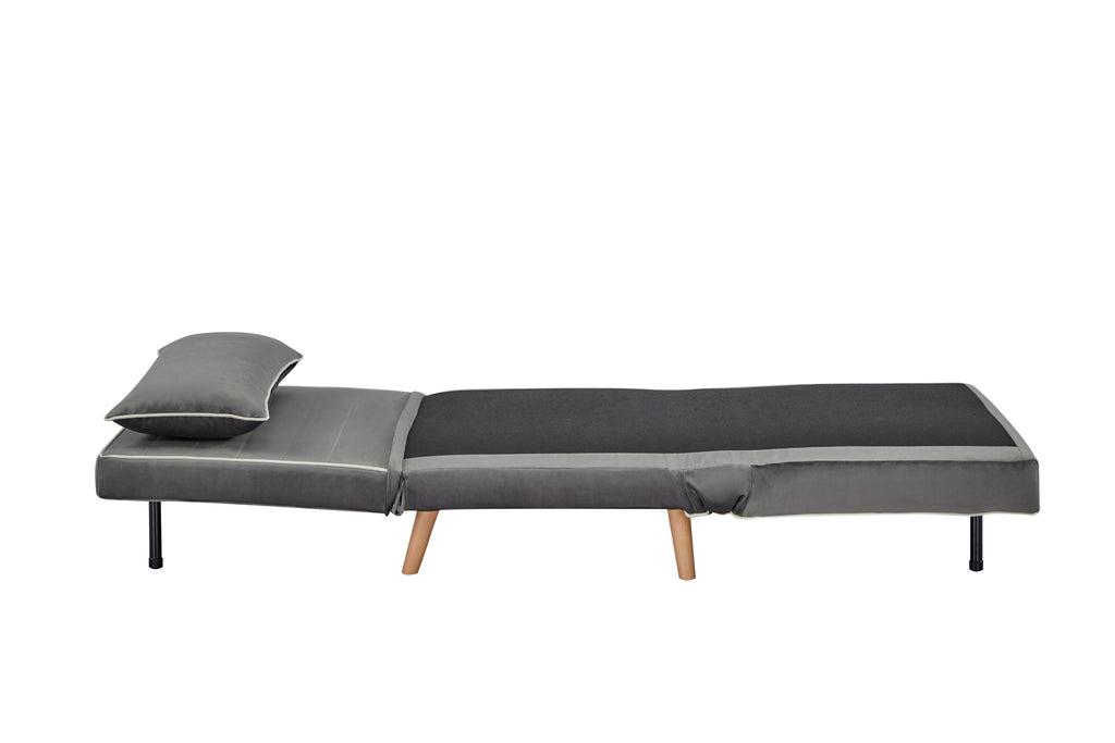 CANON Modern Velvet Foldable Sofa Bed Set of 2- 3-Position Adjustable Backrest, Converts to Twin Beds in 10 Seconds,Includes Pillows, Grey Space-Saving Living Room Furniture