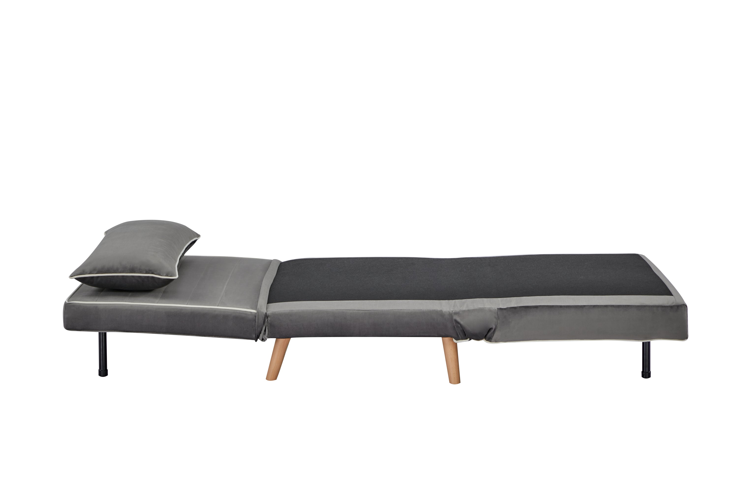 CANON Modern Velvet Foldable Sofa Bed Set of 2- 3-Position Adjustable Backrest, Converts to Twin Beds in 10 Seconds,Includes Pillows, Grey Space-Saving Living Room Furniture