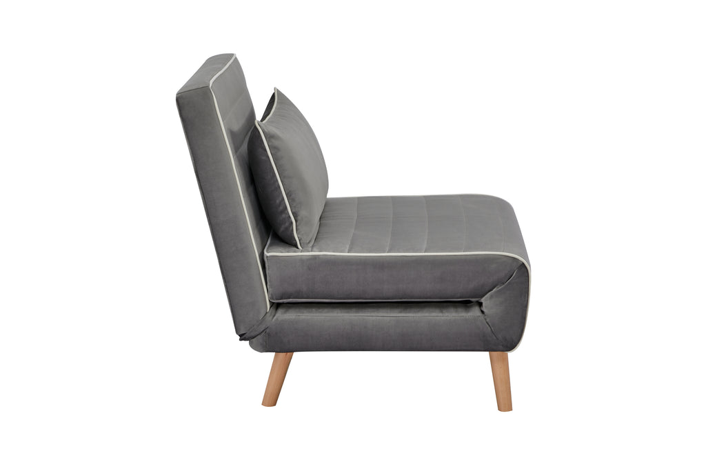 CANON Modern Velvet Foldable Sofa Bed Set of 2- 3-Position Adjustable Backrest, Converts to Twin Beds in 10 Seconds,Includes Pillows, Grey Space-Saving Living Room Furniture