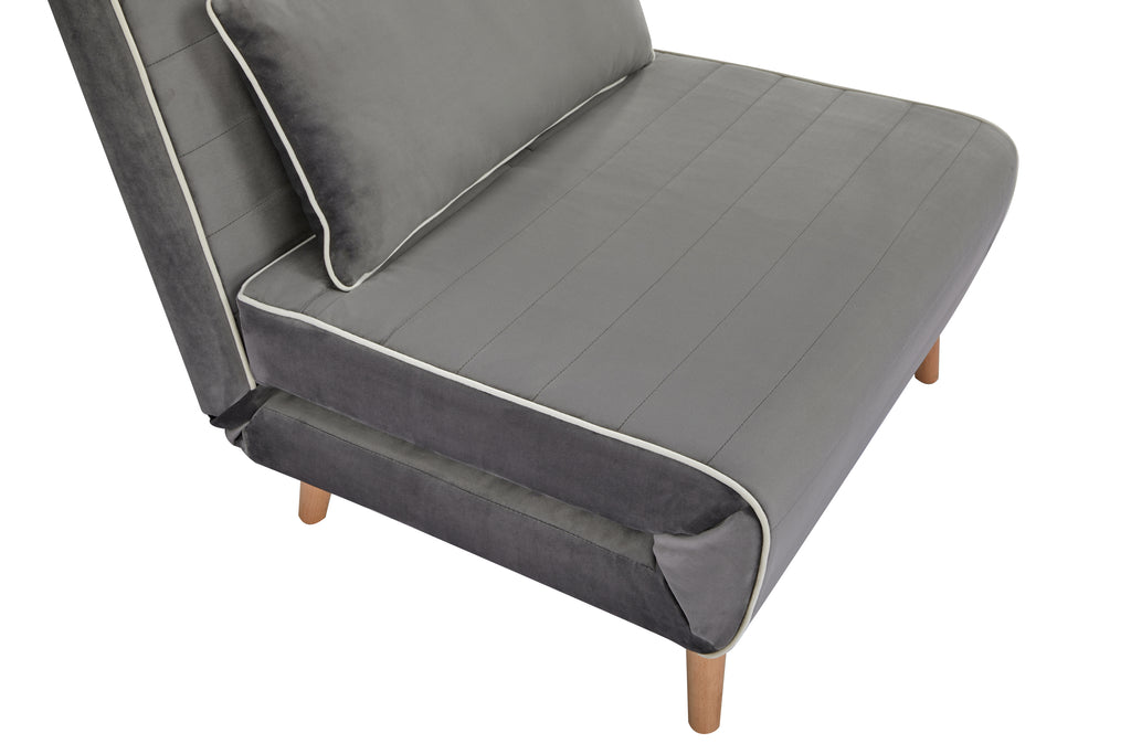 CANON Modern Velvet Foldable Sofa Bed Set of 2- 3-Position Adjustable Backrest, Converts to Twin Beds in 10 Seconds,Includes Pillows, Grey Space-Saving Living Room Furniture