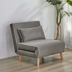 CANON Modern Velvet Foldable Sofa Bed Set of 2- 3-Position Adjustable Backrest, Converts to Twin Beds in 10 Seconds,Includes Pillows, Grey Space-Saving Living Room Furniture