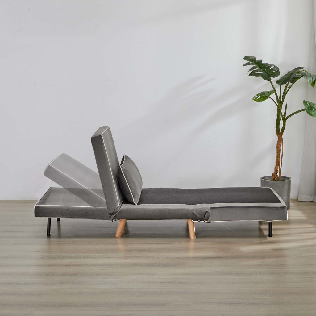 CANON Modern Velvet Foldable Sofa Bed Set of 2- 3-Position Adjustable Backrest, Converts to Twin Beds in 10 Seconds,Includes Pillows, Grey Space-Saving Living Room Furniture