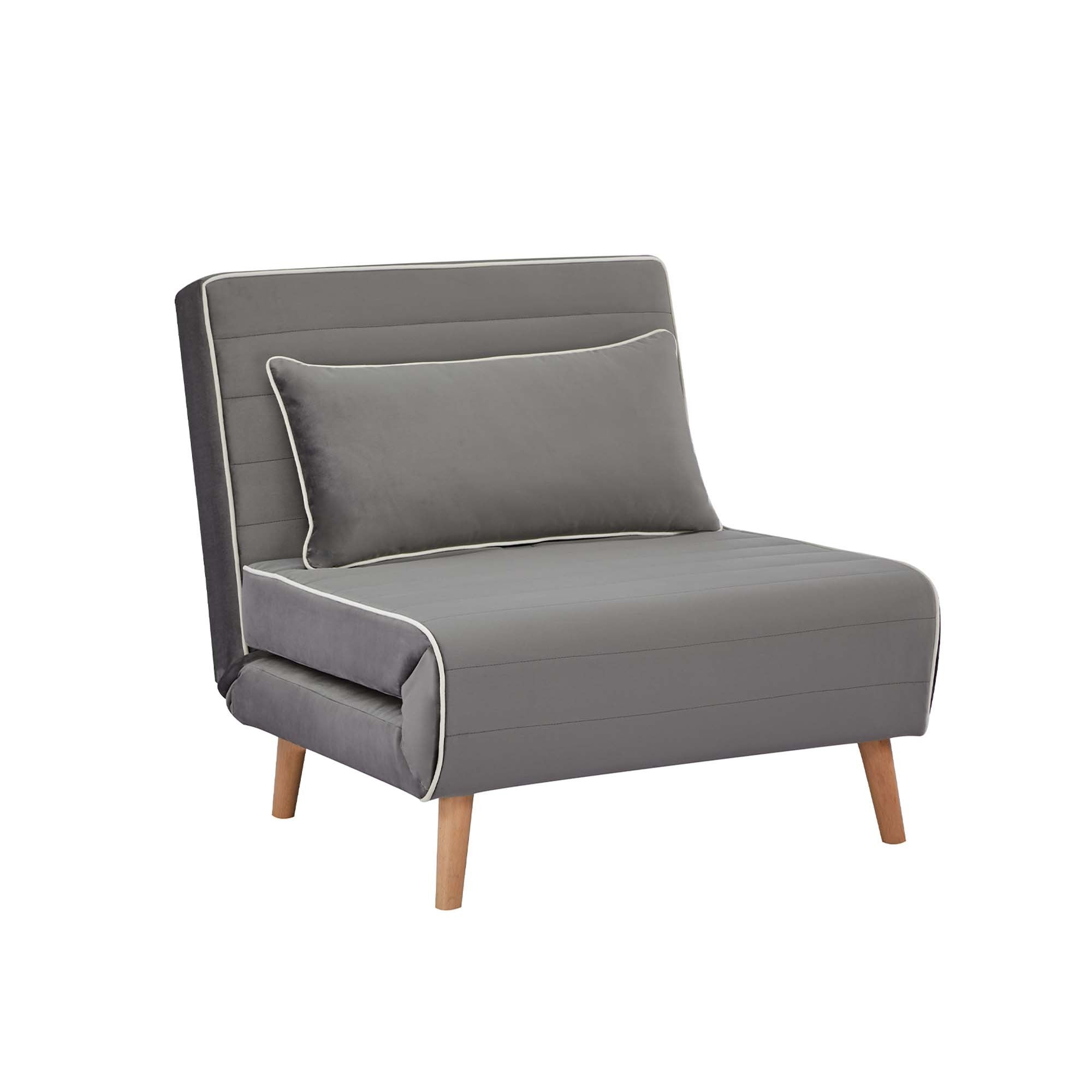 CANON Modern Velvet Foldable Sofa Bed Set of 2- 3-Position Adjustable Backrest, Converts to Twin Beds in 10 Seconds,Includes Pillows, Grey Space-Saving Living Room Furniture